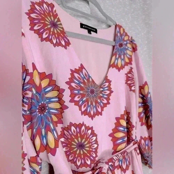 Gibson Look Casual V Neck 3/4 Sleeve 100% Rayon Midi Dress Lined Size L - Picture 5 of 8